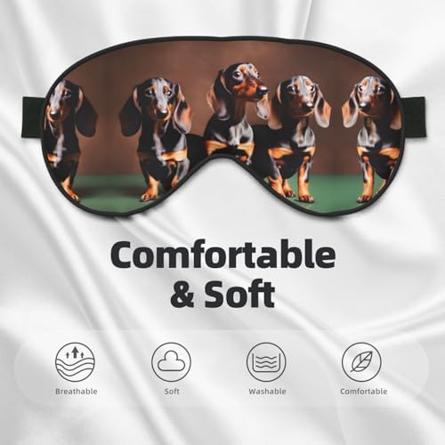 Dachshund Weiner Dog Print Block Out Light Sleeping Eye Mask,Night Blindfold, Breathable Soft Eye Shade Cover Gifts
