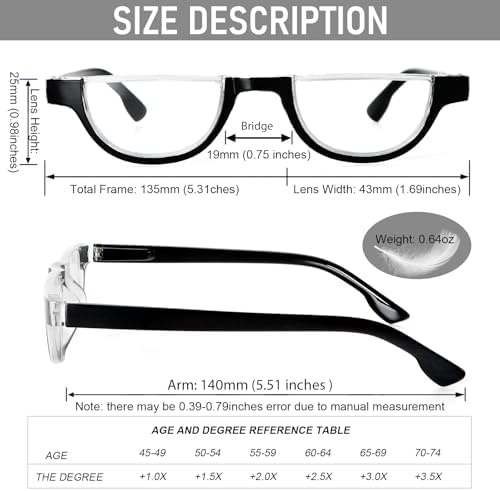 DXYXYO Half Moon Reading Glasses for Women, 3 Pack Small Semi Frame Readers with Spring Hinge Blue Light Blocking