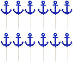 24PCS Anchor Cupcake Decorations Nautical Theme Cupcake Toppers Cupcake Picks Food Fruit Picks for Nautical Navy Theme Ocean Party Baby Shower Birthday Wedding Party Decorations