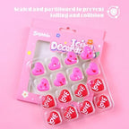 16 Count Edible Heart Cake Decorations, Pink and Red Icing Decorations, Edible Sugar Sprinkles for Valentines Cakes Toppers, Cookies, Cupcakes Toppers