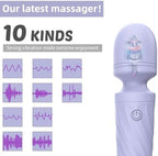 Handheld Personal Mini Massager Tool– Waterproof, USB Rechargeable, 10 Vibration - Perfect on Back Legs Hand Pains and Sports Recovery(Gray Purple)