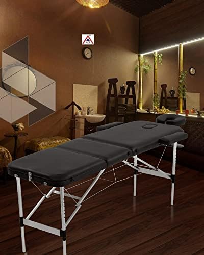 FDW Aluminium Massage Table Massage Bed Portable Massage Bed 73 Inch Long Height Adjustable 3 Folding Massage Table Carry Case Spa Bed Face Cradle Salon Bed Tattoo Bed
