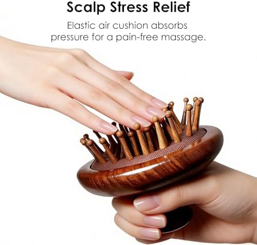 Wooden Scalp Massager for Hair Growth, Easy-Grip Handheld Brush for Dandruff Removal & Stress Relief, Anti-Static Portable Hairbrush with Gift Box, Travel & Home Use, Pet Friendly