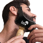 The BEARD BLACK Beard Shaping Tool & Neckline Shaper – Professional Beard Trim Guide & Stencil with Inbuilt Comb – Perfect Line Up & Edging Template for Men – Use with Trimmer or Razor
