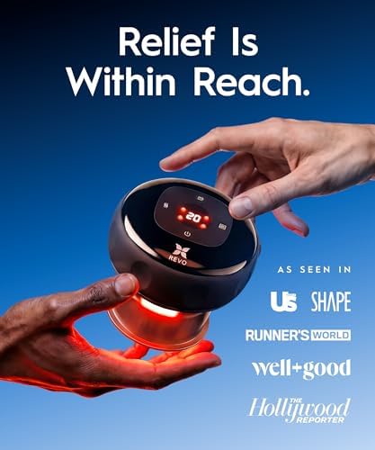 REVO The Original 4-in-1 Smart Cupping Therapy Massager, Red Light Therapy for Targeted Pain Relief, Knots, Aches, Muscle Soreness, Circulation & Tighter Skin, Portable Cupping Kit (Four Pack)
