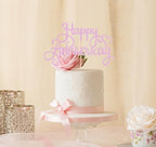 Happy Anniversary Cake Topper - Pink Glitter Cake Decorations Supplies - Birthday Cake Bunting Decor, for Photo Booth Props