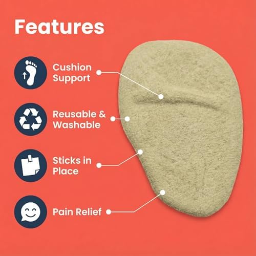 Ball of Foot Cushions for Women (2 Pairs), Anti-Slip Fabric Metatarsal Pads & Forefoot Inserts for High Heels, Flats, Dress Shoes - All Day Comfort | One Size Fits Most