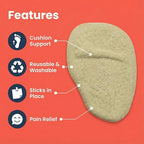 Ball of Foot Cushions for Women (2 Pairs), Anti-Slip Fabric Metatarsal Pads & Forefoot Inserts for High Heels, Flats, Dress Shoes - All Day Comfort | One Size Fits Most