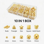HIFUNBK Gold Mix Sprinkle For Cupcake Topper with Gift Box Pack, 10 Different Shape Sugar Candy Dragee for Cake Baking Decoration, 200g