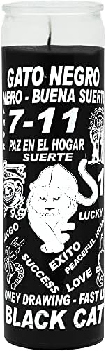 Black Cat 7 Day Prayer Candle for Good Luck Gambling, Spiritual Healing Spell-Casting Witchcraft Wishing Manifestation Magical Positive Energy Protection Blessing Ritual Wish Candles
