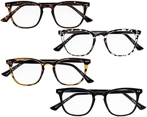 Eyekepper 4 Pack Reading Glasses - Retro Design Reader Eyeglasses for Men Women Readin