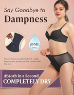 AIRCUTE Washable Women Urine Incontinence Underwear Leak Proof Panties for Bladder Leak with 50 ml Absorbency 3 Pack (1 Black-2 Beige, M)