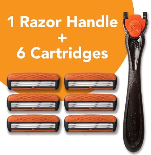 BIC Comfort 3 Men's Refillable 3-Blade Razors with 1 Handle and 6 Cartridges, Smooth Shave Kit for Men
