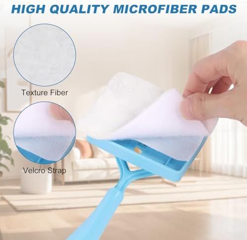10 Pack Replacement Pads Compatible with Baseboard Buddy Cleaner Tool - Microfiber Reusable Cleaning Pads for Wet & Dry Use (Cleaner Tool NOT Included)