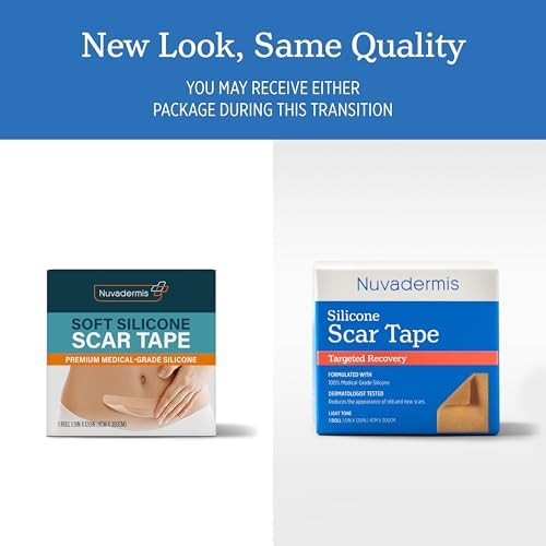 NUVADERMIS Silicone Scar Sheets for Surgical Scars - 120" x 1.5" Roll - Medical Grade Silicone Scar Tape and Face Tape for Wrinkles, Keloid Scars, and Hypertrophic Scars - Reusable - 1 Pack