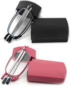 2 Pack Folding Reading Glasses Stainless Steel Mini Anti-Blue Light Blocking Reader for Men Women