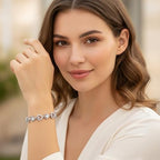 Tennis Bracelets for Women 14K Gold/White Gold Plated 5mm Round Heart Shape Cubic Zirconia Bracelets Trendy Dainty Rhinestone Bracelet Jewelry Gifts for Her Mom Wife