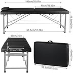 Portable Folding Massage Table – 2-Section Lightweight Salon & Spa Bed for Tattoo, Facials, Massage Therapy – Foldable Beauty Table for Home & Professional Use (Black)