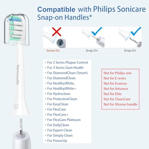 Toothbrush Replacement Heads for Philips Sonicare and More Click-on Handles 12 Pack White
