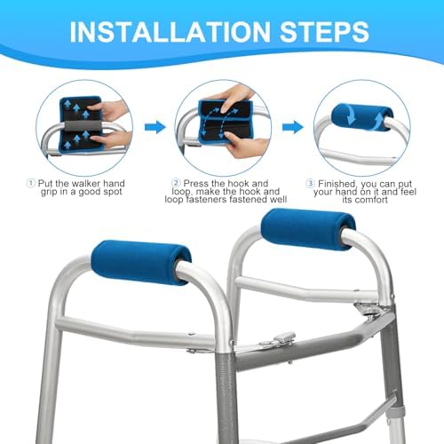 supregear Walker Grips (2 Pack), Soft Padded Hand Covers, Non-Slip Comfortable Cushion Padding for Folding Walker Handle, Moisture Wicking Mobility Accessory