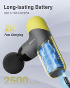 Morelax Mini Massage Gun Portable Deep Tissue Muscle Percussion Massager, Electric Handheld Sport Massager with 6 Massage Heads 4 Speed, Best Gift (Yellow)