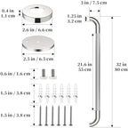 Polished Chrome Grab Bar 32 Inch, iHansee Anti-Slip Bathroom Grab Bar w/Knurled Grip, Stainless Steel Safety Handrail for Toilet Bathtub, Wall Mounted Shower Handle Handicap Bars for Senior Elderly