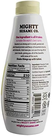 Mighty Sesame Co. Organic Tahini, Squeezable Creamy & Ready Tahini Paste, 10.9oz | Gluten Free, Vegan, Non GMO, Keto Friendly, Plant Based Protein, Kosher