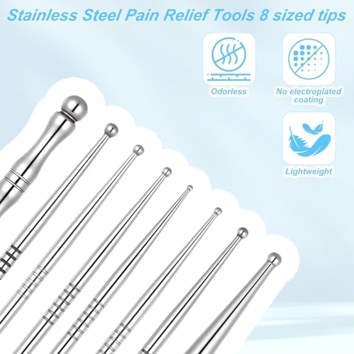 4 Pieces Facial Reflexology Massage Tool Stainless Steel Manual Acupuncture Pen Dual Head Facial Reflexology Tools Portable Massage Tool for Deep Tissue Face Body Muscle Relax