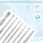 4 Pieces Facial Reflexology Massage Tool Stainless Steel Manual Acupuncture Pen Dual Head Facial Reflexology Tools Portable Massage Tool for Deep Tissue Face Body Muscle Relax