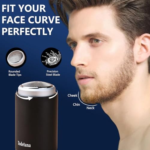 Mini Electric Shaver for Men, Small Face Shaver, Pocket Size Cordless Razor, Foil Shaver Body Hair Groomers, Wet & Dry Use, USB Rechargeable Compact Beard Trimmer for Travel, Car & Home