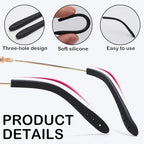 20 Pairs Temple Tips for Eyeglasses, Comfort Silicone Eyeglass Arm Covers, Replacement Ear Pieces for Glasses Black