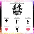 Rock Band Themed Happy Birthday Cake Toppers 7-Piece Set - 80s rock music themed party, birthday party, concert party decorations that both boys and girls will love - LIANGSS