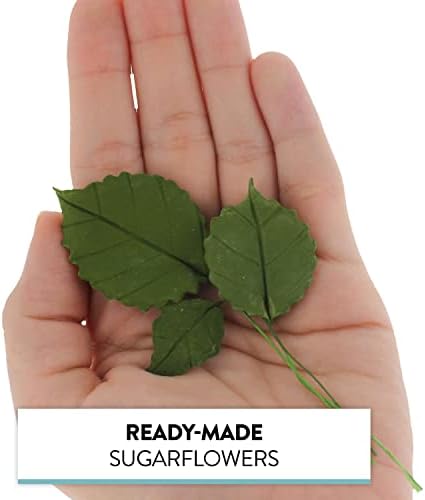 Global Sugar Art Rose Leaf Sugar Cake Flowers & Leaves Dark Green, 3 Sizes, 60 Count by Chef Alan Tetreault