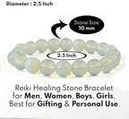 Aleafa Armlet Presents Natural Opalite Bracelet Crystal Stone 10 Mm Round Bead Bracelet for Reiki and Crystal Stones (Color : Light Blue) #Aport-4611