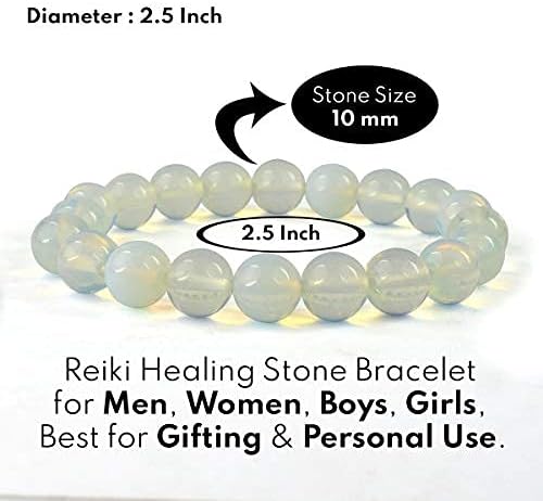 Aleafa Armlet Presents Natural Opalite Bracelet Crystal Stone 10 Mm Round Bead Bracelet for Reiki and Crystal Stones (Color : Light Blue) #Aport-4611