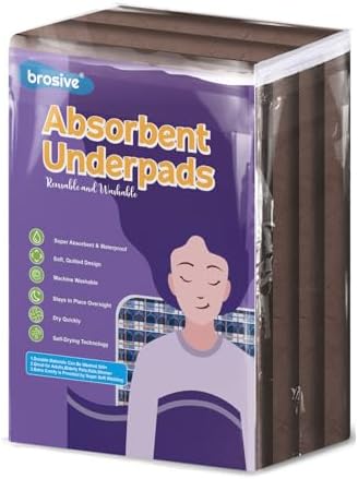Bed Pads Washable Waterproof 24x36 Inch (4 Pack), Washable Bed Pads for Incontinence, Bed Wetting, and Pet Protection, Brown – Ideal for Elderly, Adults, Kids and Pets