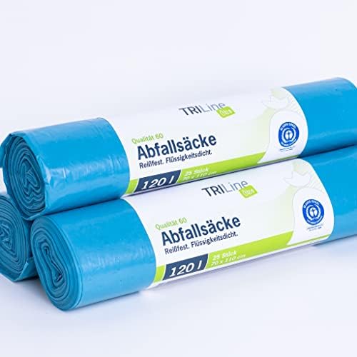 Triline Eco Refuse Sacks/Bin Liners 1000 L, blue, 120 l, extra stark - 75 m