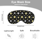 Dog Paw Sleep Eye Mask Eye Cover Gold Animal Paw Print Star Black Silk Eye Mask for Sleeping with Adjustable Strap for Travel Nap Shift Work Office
