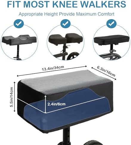 Knee Scooter Pad Cover - Soft and Comfortable Memory Foam Cushion, Walker Accessory for Knee Roller, Universal Fit
