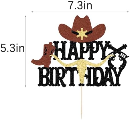 Cowboy Happy Birthday Cake Topper shiny cowboy happy birthday cake topper for boys girls cowboy themed birthday decorations (1)