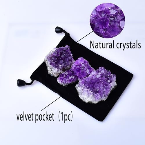 Natural Amethyst Crystal Cluster Healing Stones Raw Amethyst Rock Healing Crystals Energy Balance Reiki Meditation and Spiritual Growth (1Pc 0.07-0.11 LB)