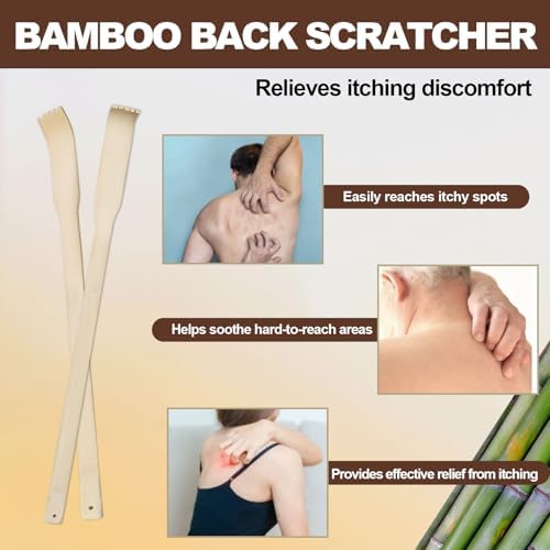 78 Pcs Bamboo Back Scratcher for Itching Relief and Body Massage Bulk Wooden Long Traditional Manual Back Massager for Elderly Women Men, Family, Friends, Nursing Gifts