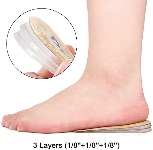 Dr.Foot Adjustable Orthopedic Heel Lift Inserts, Height Increase Insole for Leg Length Discrepancies, Heel Spurs, Heel Pain, Sports Injuries, and Achilles tendonitis (Beige, 3 Layers)