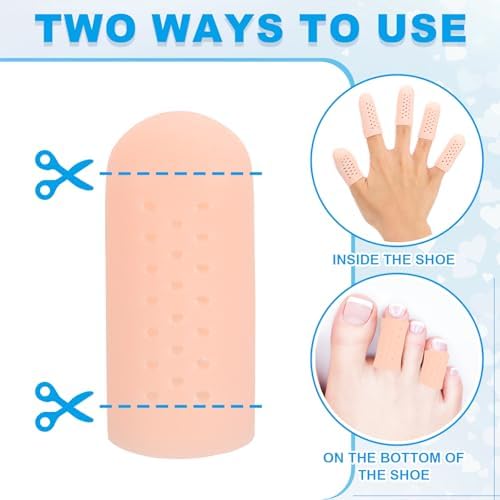 PATIKIL Gel Finger Cots 2"x0.79", 20 Pcs Silicone Finger Protector Support with Air Hole Breathable Finger Sleeve Cushions Thumb Protector Covers Fingertip Caps Gloves, Beige