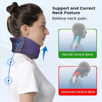 Velpeau Neck Brace for Neck Pain and Strong Support, Soft Cervical Collar for Sleeping Upright, Snoozing - Stabilizes & Relieves Pressure in Spine for Women & Men (Blue, M: 13.5-16.5" / 3" Depth)