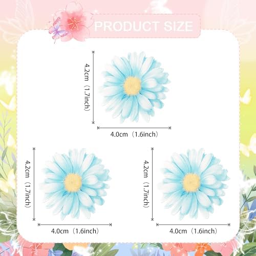 60 Pack Edible Flower Cupcake Toppers Wafer Paper Beautiful Flower Cake Picks for Wedding Birthday Theme Baby Shower Party Cake Decorations Supplies Blue