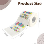 Happy Birthday Toilet Paper Decorations - 3-Ply Funny Gift Roll with 'Happy Birthday' Print & Balloons - Novelty Gag Gift for Party Supplies
