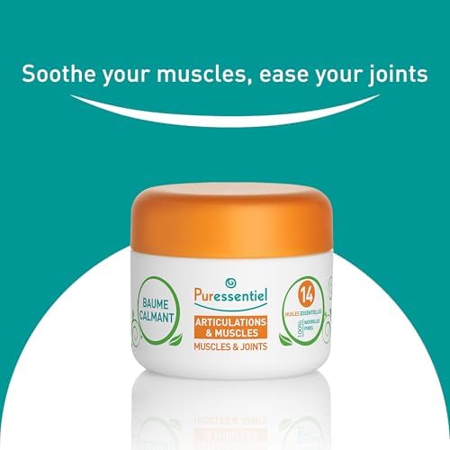 Puressentiel Muscle and Joints Balm - Essential Oil and Shea Butter Balm for Back and Neck Massage - Dye-Free, No Preservatives - 1.01 oz