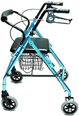 Lumex Walkabout Lite Rollator – Lightweight 14.5 lb. Rolling Walker with Seat for Seniors, Aqua