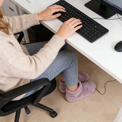 USB Heated Plush Slippers Electric Thermal Foot Warmer Women Men Washable Chargeable Heated Boots for Home Office Indoor